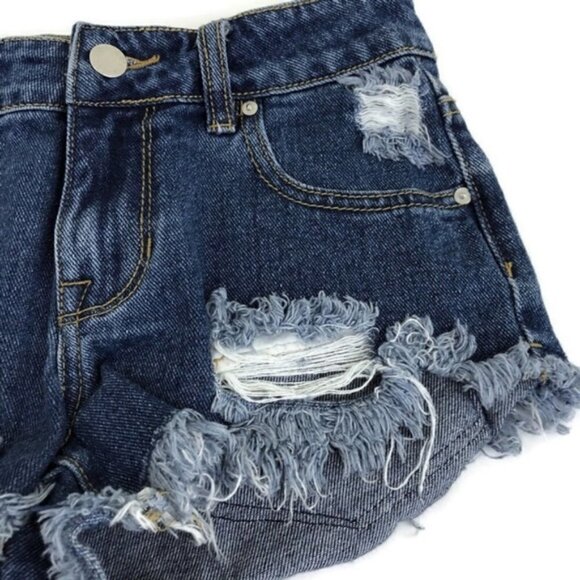 P.S Erin Wasson Women's 24 Shorts Denim Cut-offs Distressed Knit Back Pocket - Picture 3 of 7